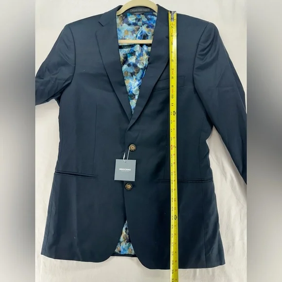 INDOCHINO Mens Solid Black 100% WOOL Sport Coat Suit Jacket Blazer Size 38 NEW